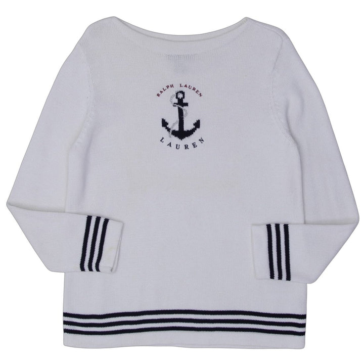 Vintage Ladies Ralph Lauren Sweater White Anchor | Migration_Jumper & Knitwear RL Collection | Fashion Rerun