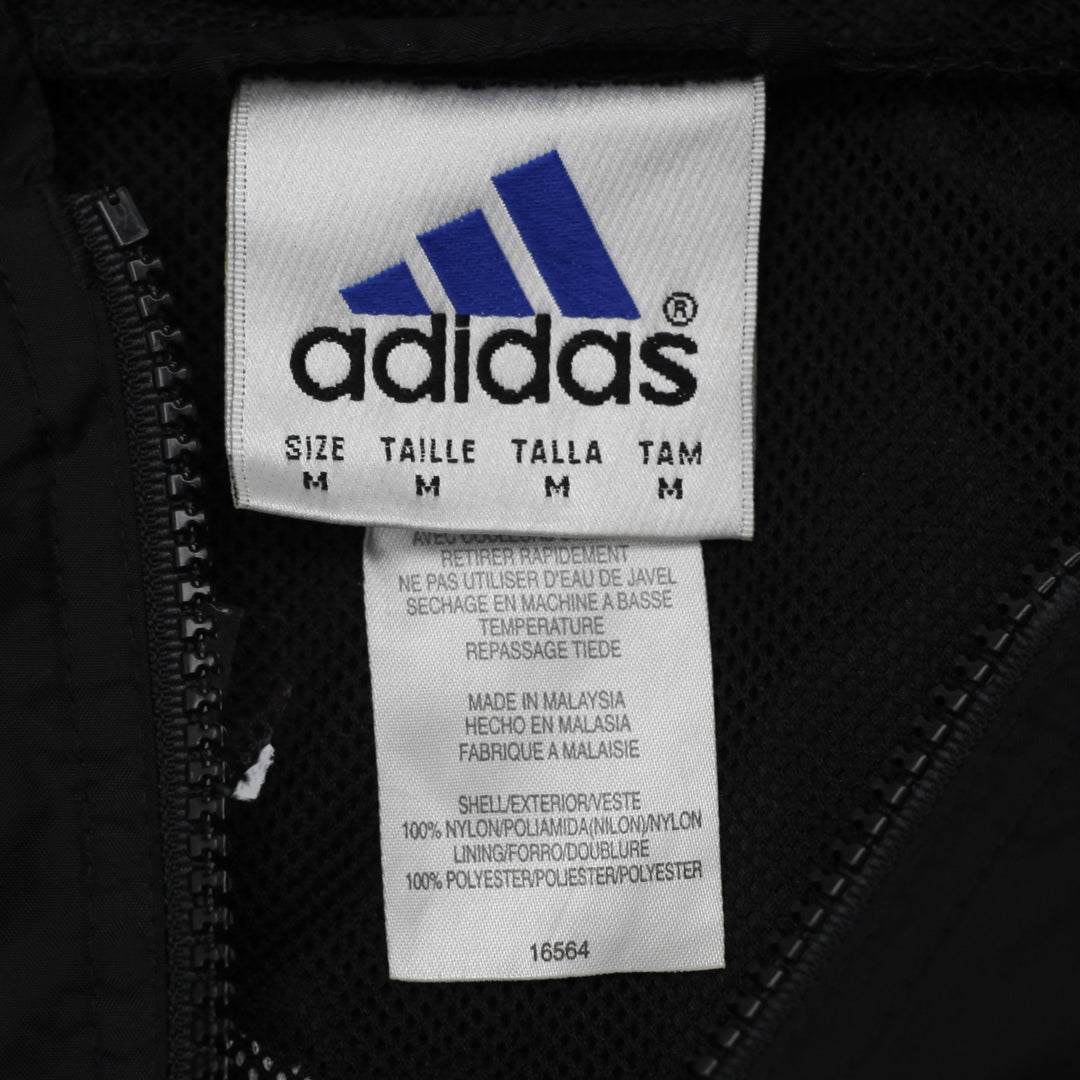 Vintage Mens Adidas Windbreaker Black Hooded Lightweight