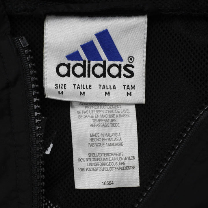 Vintage Mens Adidas Windbreaker Black Hooded Lightweight