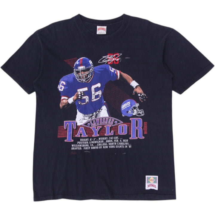 Vintage 90s USA Nutmeg Black NFL New York Giants Lawrence Taylor Made in USA | Migration_T-Shirts | Fashion Rerun