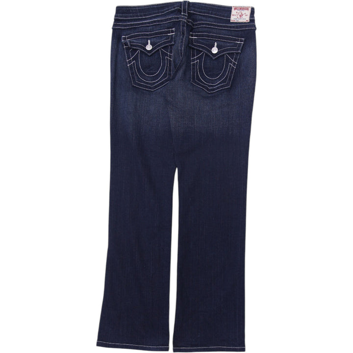 Y2K Ladies True Religion Brand Jeans Dark Wash Denim Contrast Stitching Size 32