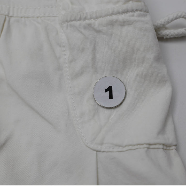 Y2K Ladies Mini Skirt Off White Cotton Pleated Casual