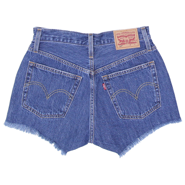 Ladies Levis 501 Button Fly Ripped Denim Shorts
