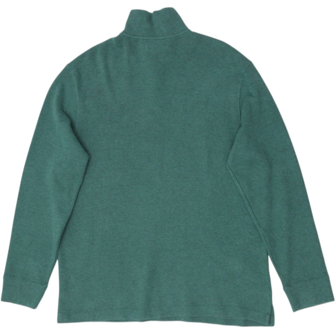 Mens Polo By Ralph Lauren Green Quarter Zip Mock Neck Cotton Sweater Size XL