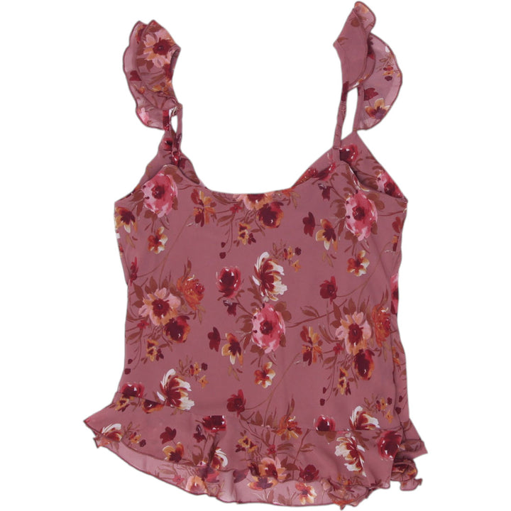 Y2K Ladies Thirty Thirty Camisole Floral Ruffle Detail Top Size S | Migration_Y2K Tops - Side View | Fashion Rerun