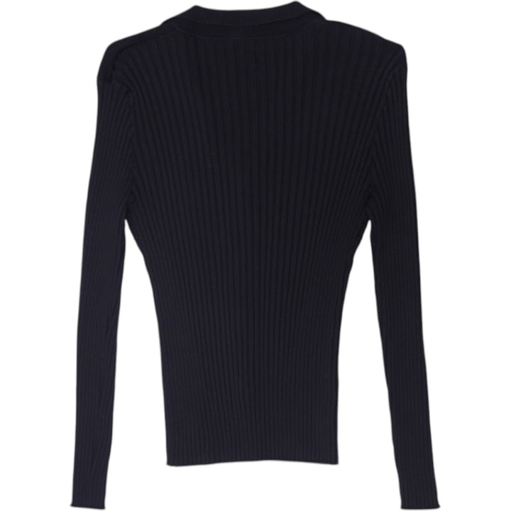 Y2K Ladies Belldini Fitted Ribbed Knit Collared Zip Top
