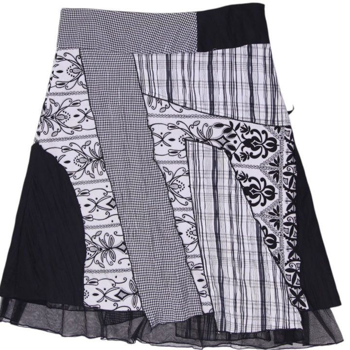 Y2K Ladies Damask Striped Geometric Mixed Media Midi Skirt Size 14