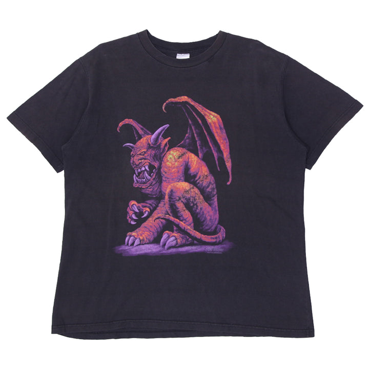 Vintage 00S Wes Benscoter Art T-Shirt Gargoyle Metal Black