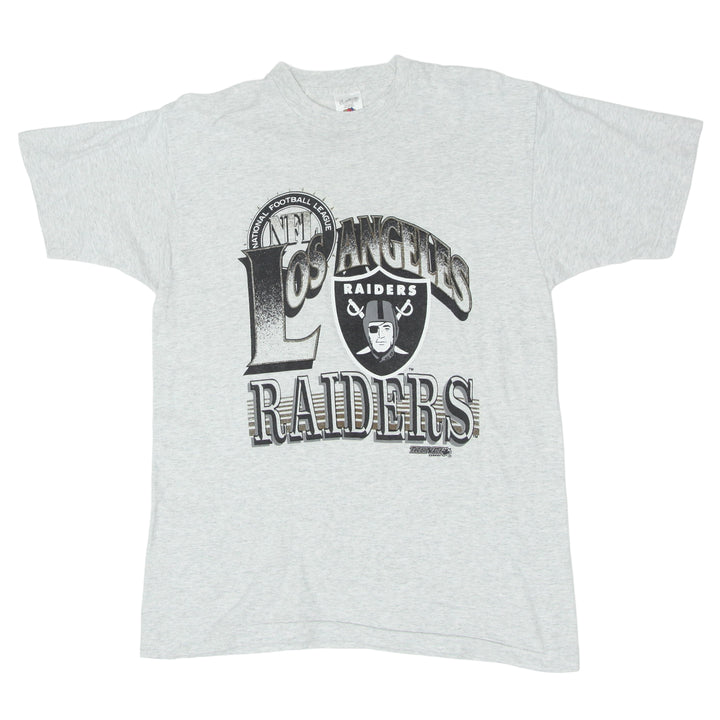 Vintage NFL Los Angeles Raiders T-Shirt Single Stitch Gray Fruit of the Loom L