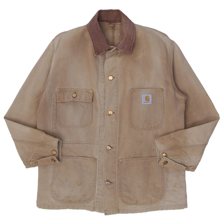 Vintage Mens Carhartt Slightly Distressed Jacket Brown Workwear Canvas | Migration_Jackets UAENAT20 | Fashion Rerun