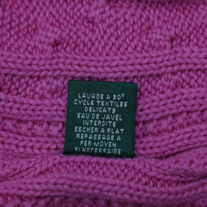 Ladies Ralph Lauren Pink Cable Knit Sweater Medium 100% Cotton Crew Neck Size M