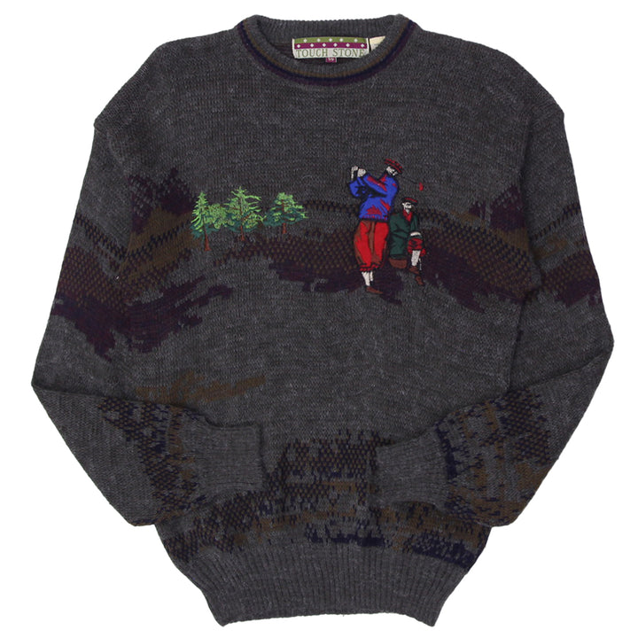Vintage Touch Stone Embroidered Golfer Knitted Sweater