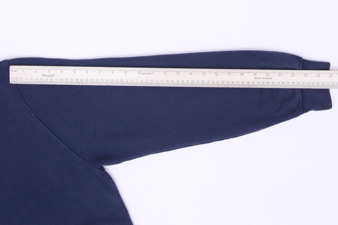 Vintage Mens Nike Hoodie Navy Blue Sweatshirt Swoosh Logo Pullover Size L