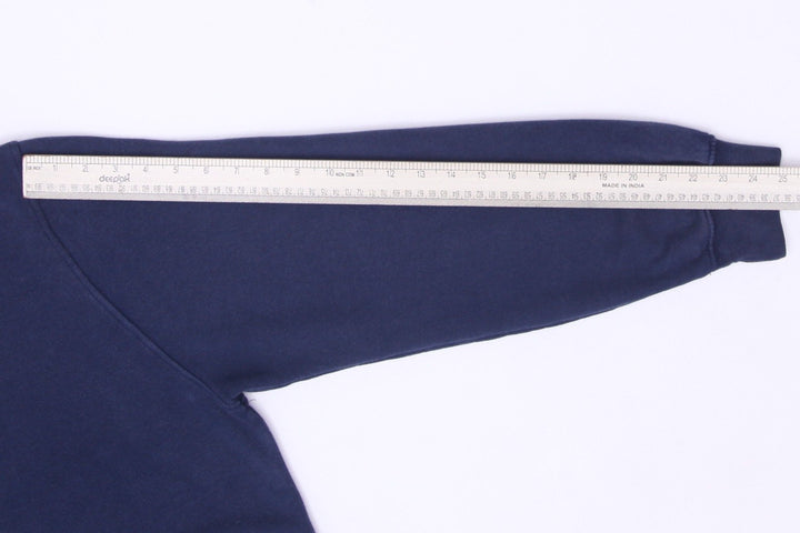 Vintage Mens Nike Hoodie Navy Blue Sweatshirt Swoosh Logo Pullover Size L