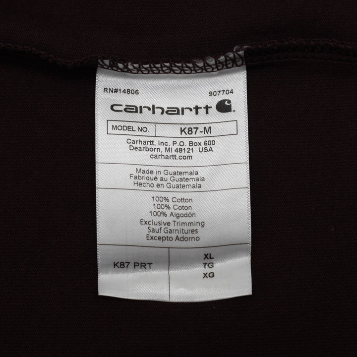 Mens Carhartt K87 PRT Loose Fit Pocket Burgundy Workwear T-Shirt Size XL