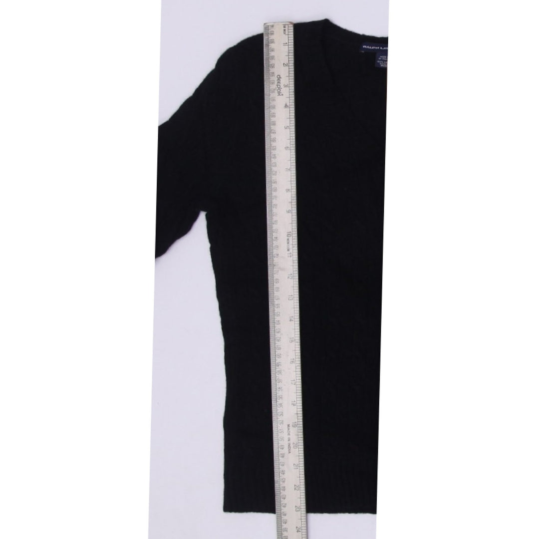 Ladies Ralph Lauren Sport V-Neck 100% Lamb Wool Cable Knit Sweater