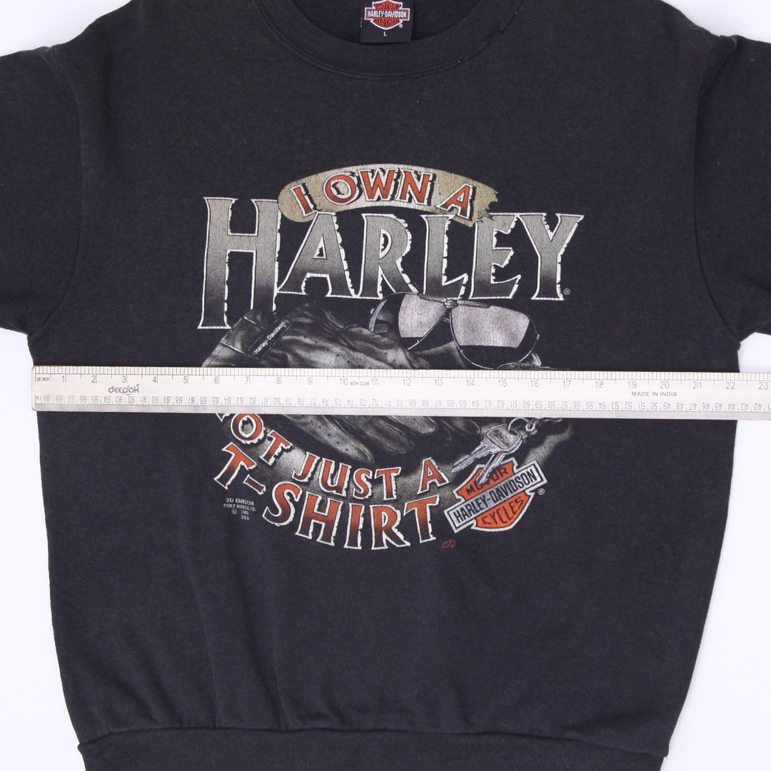 Vintage Mens Harley Davidson Sweatshirt Black Graphic Fleece 1991