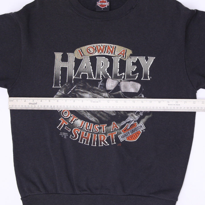 Vintage Mens Harley Davidson Sweatshirt Black Graphic Fleece 1991