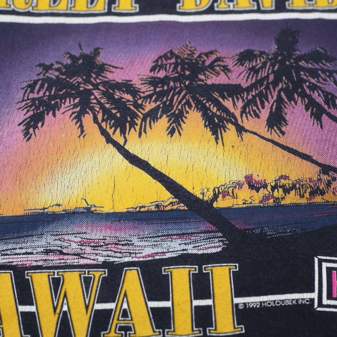 Vintage 1992 Harley Davidson Hawaii Sunset T-Shirt Made in USA Size M