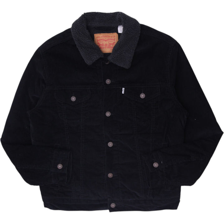 Mens Levi Strauss Levi's Black Corduroy Sherpa Trucker Jacket Size S