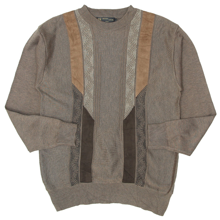 Vintage Sergio Louis Italian Knit Sweater Geometric Textured Panels Earth Tones Size L - Fashion Rerun Vintage Migration_Sweaters