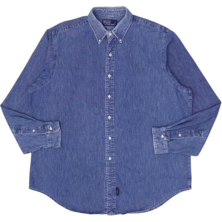 Vintage Mens Polo By Ralph Lauren Long Sleeve Denim Shirt