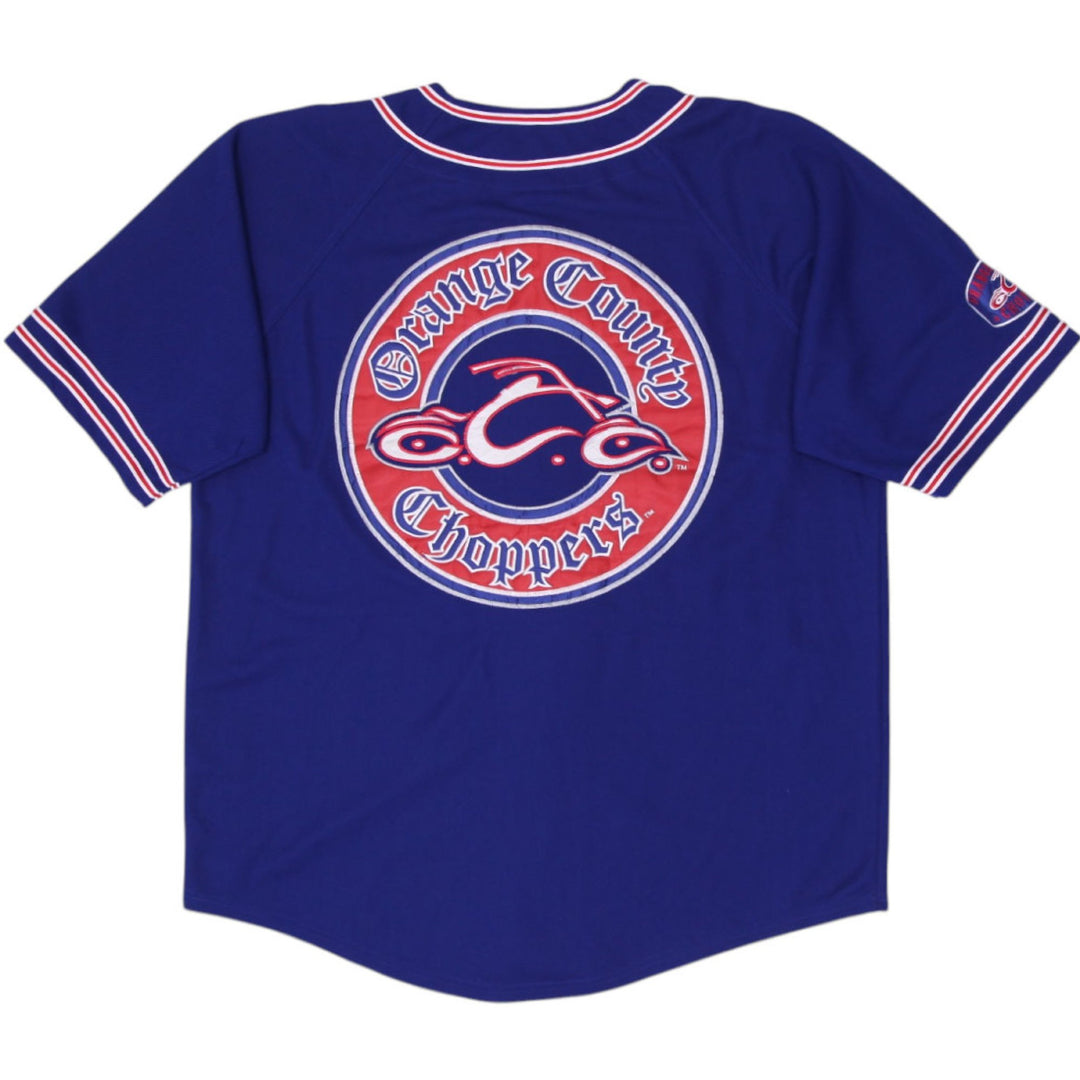 Mens Blue Orange County Choppers (OCC) Big New York Baseball Jersey