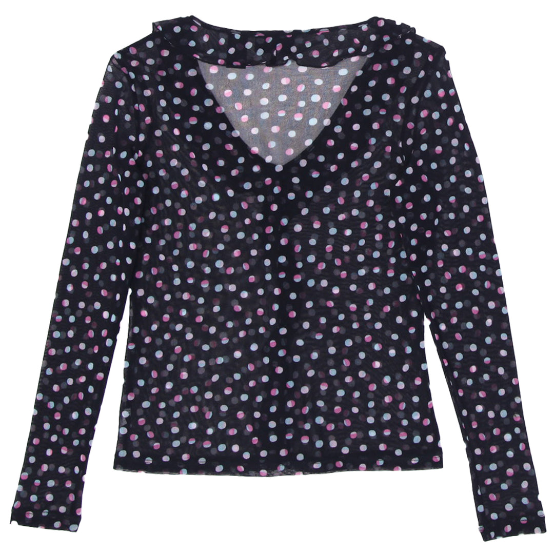 Y2K Ladies New York & Company 100% Nylon Mesh Long Sleeve Top