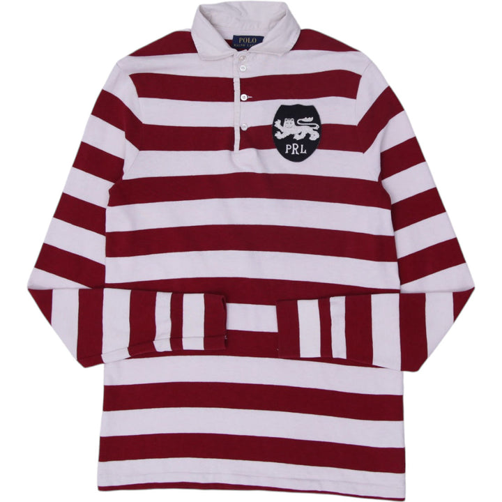 Mens Polo Ralph Lauren Rugby T-Shirt Red Striped Logo Patch