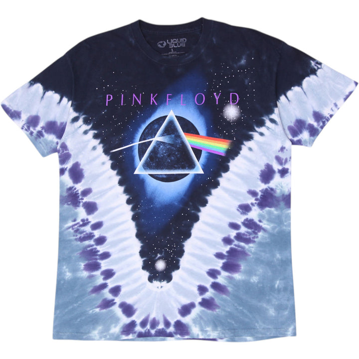 Mens 2005 Liquid Blue Pink Floyd "Dark Side Of The Moon" Tie-Dye Band T-Shirt L