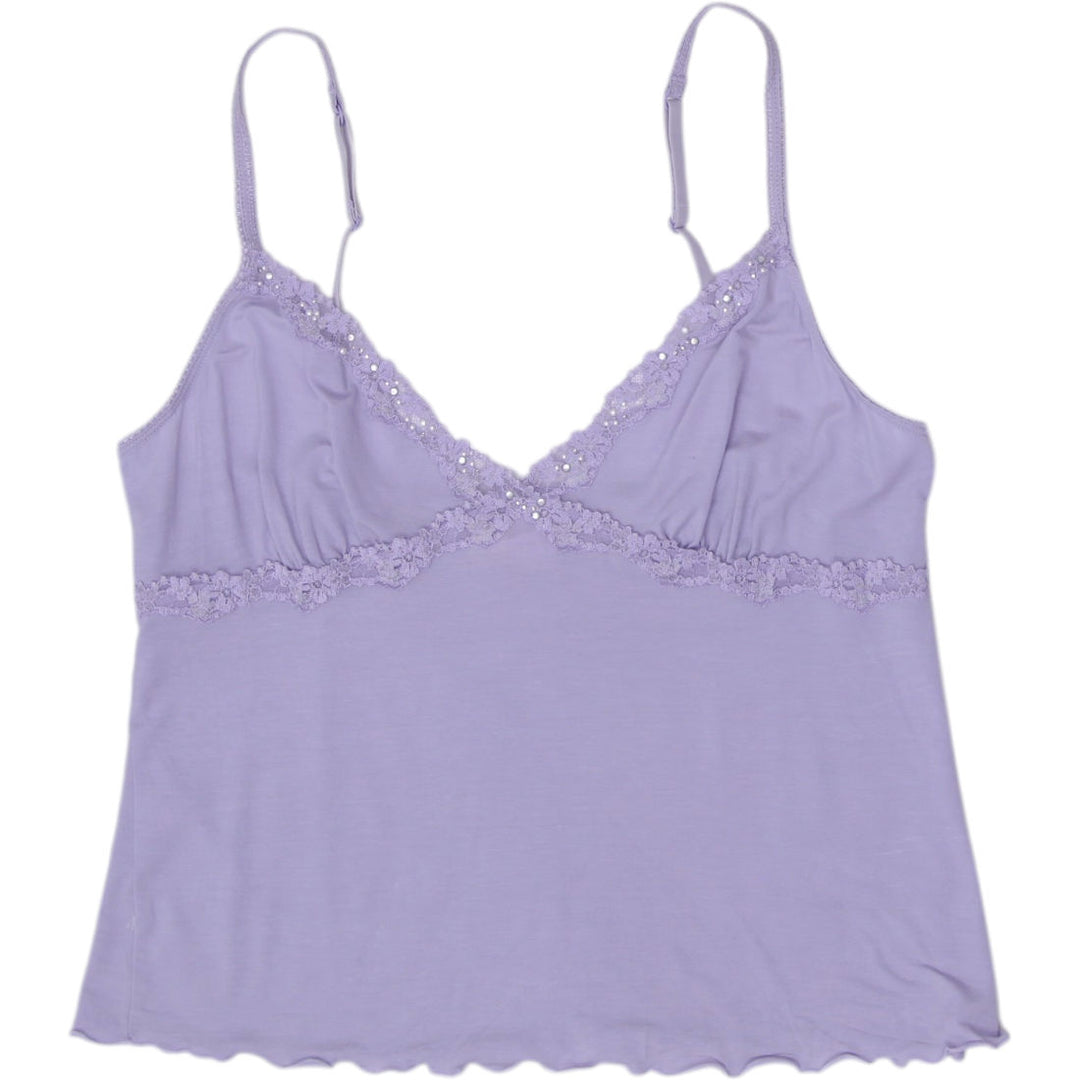 Victoria's Secret Y2K Ladies Lilac Lavender Lace Trim Strappy Top Size L