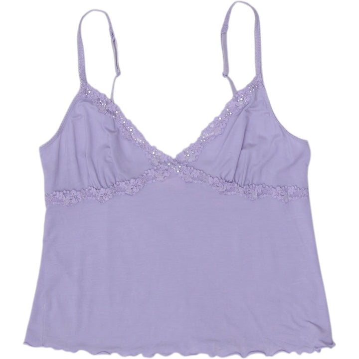 Victoria's Secret Y2K Ladies Lilac Lavender Lace Trim Strappy Top Size L