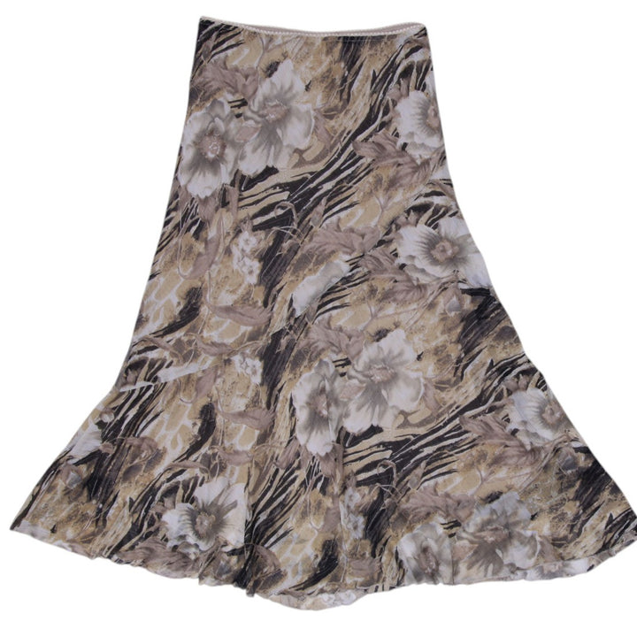 Y2K Ladies Metro Wear Long Skirt Beige Floral Pattern