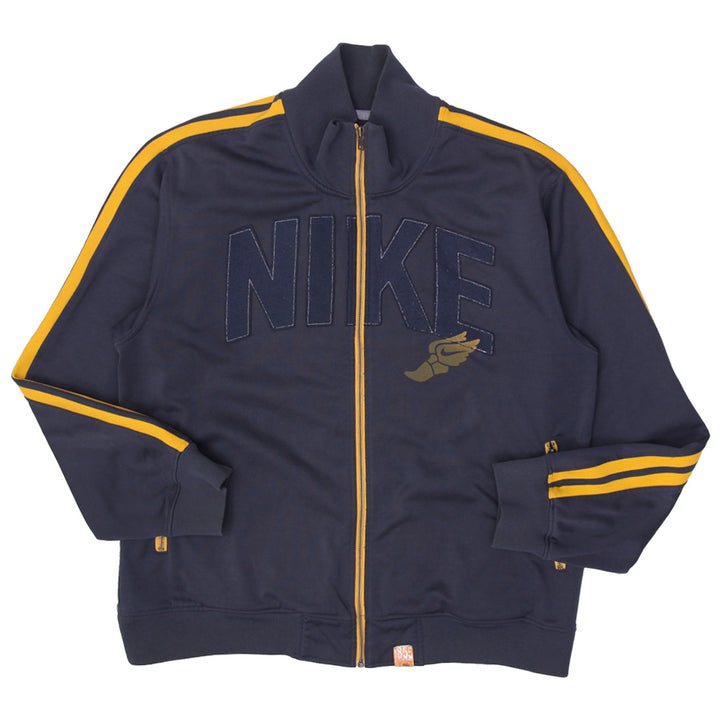 Vintage Nike Track Jacket Mens Medium Gray Winged Foot Olive Street Sewn Rare Y2K