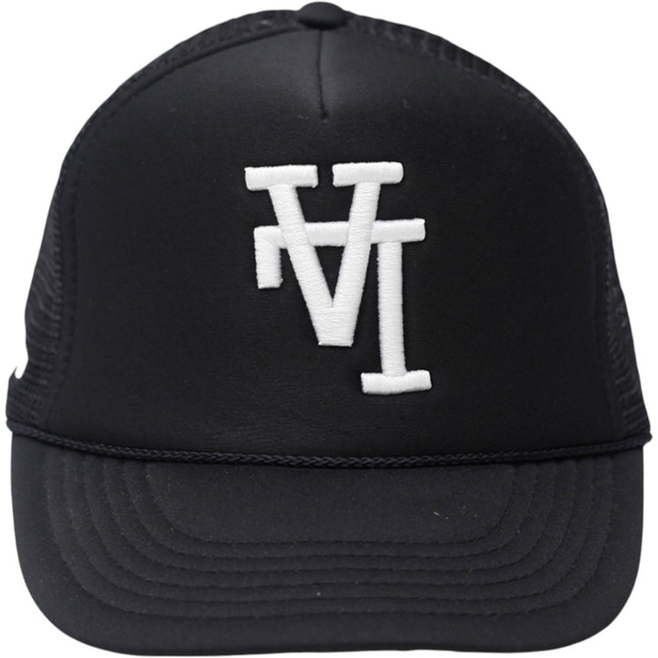 Mens LA Trucker Hat Black Mesh Adjustable Embroidered Logo