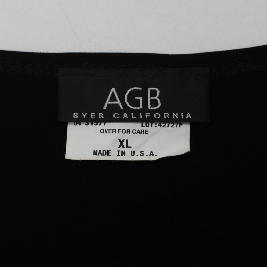 Y2K Ladies AGB Byer California Black O Ring Rhinestone Top Size XL