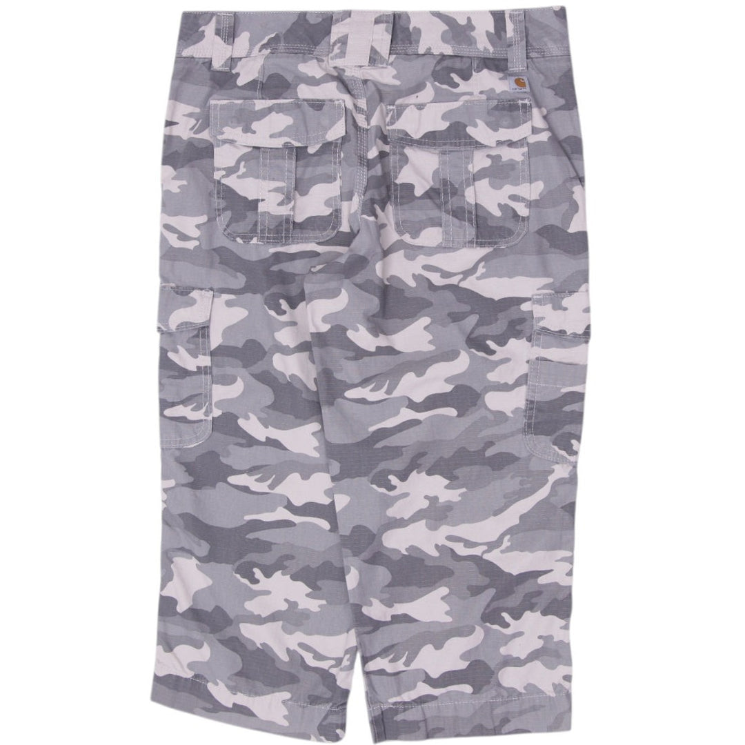 Ladies Carhartt Snow Camo Ripstop Cropped Cargo Pants Size 8