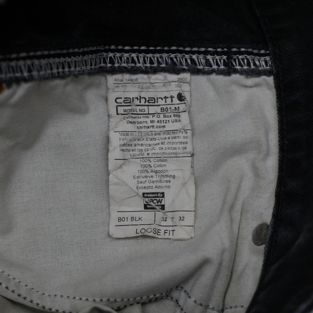 Mens Carhartt B01 BLK Dungaree Fit Double Knee Pants Size 32x32