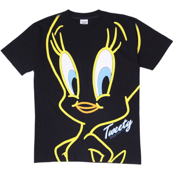 Vintage 1992 Looney Tunes Tweety Bird All Over Print T-Shirt Wild Oats Tag Large Single Stitch