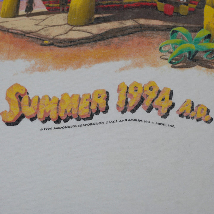 Vintage 1994 Flintstones Movie T-Shirt Size XL Roc Donald's McDonald's Promo Tee Hanes Single Stitch