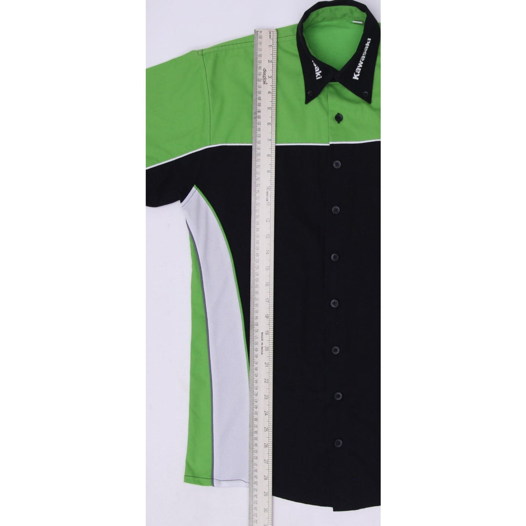 Mens Kawasaki Racing Green Logo Embroidered Short Sleeve Shirt XS