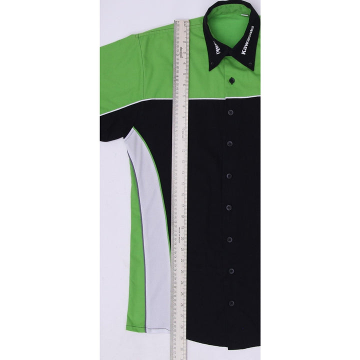 Mens Kawasaki Racing Green Logo Embroidered Short Sleeve Shirt XS
