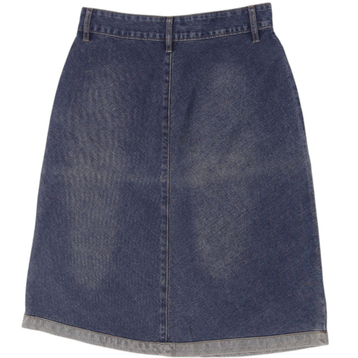 Vintage Ladies Helen Floral Embroidered A-Line Denim Midi Skirt