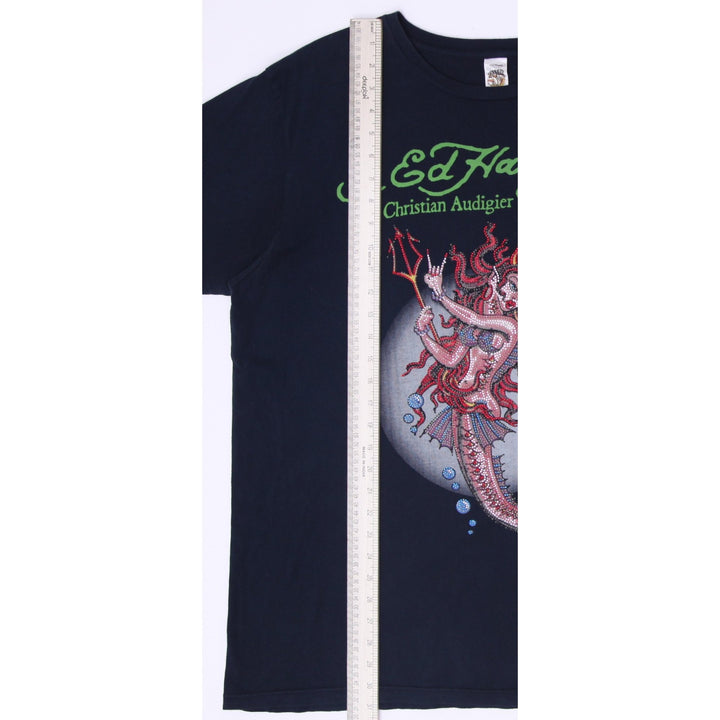 Y2K Mens Ed Hardy Mermaid Trident Rhinestone Archival Size XL
