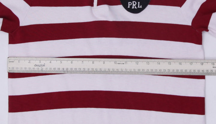 Mens Polo Ralph Lauren Rugby T-Shirt Red Striped Logo Patch