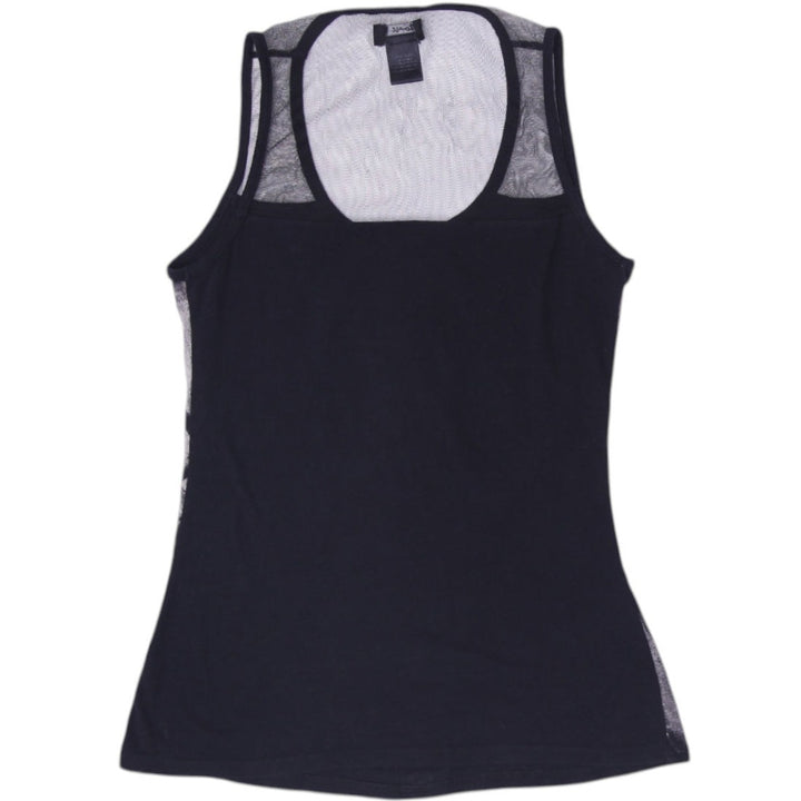 Y2K Ladies Teenage Runaway Rib Cage Skeleton Mesh Corset Hook Eye Tank Top Size S
