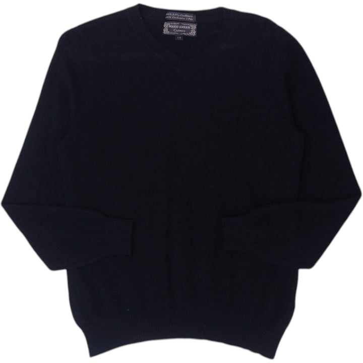 Vintage Ladies Mario Serrani 100% 2-Ply Cashmere V-Neck Knitwear Black Sweater L | Migration_Jumper & Knitwea | Fashion Rerun