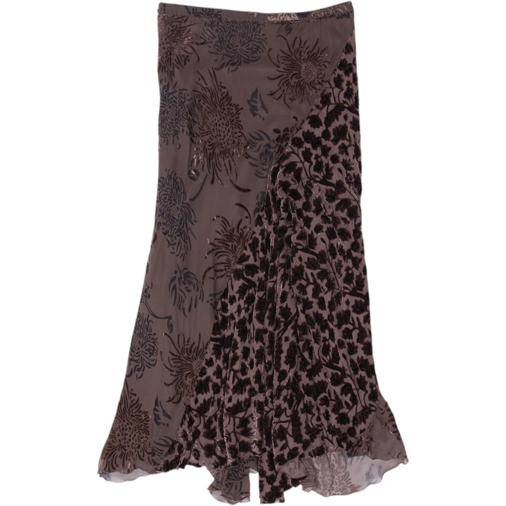 Y2K Ladies Floral Velvet Panel Long Skirt Size 14 | Migration_Skirts - Side View | Fashion Rerun