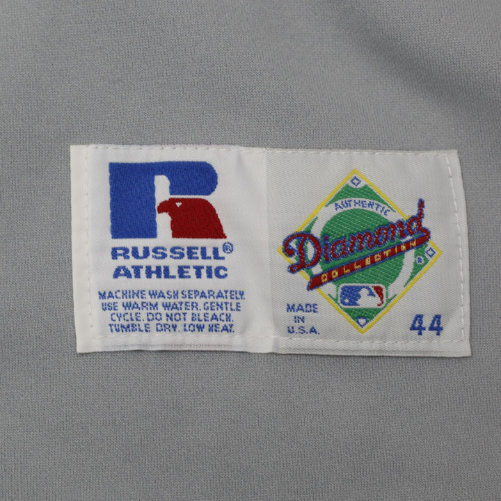 Vintage Mens Russell Athletic Angels Baseball Jersey Gray Team Logo | Migration_Jerseys - Detail View | Fashion Rerun