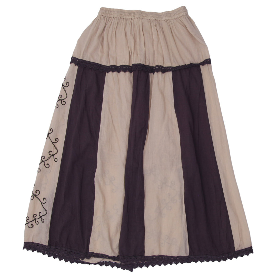 Y2K Ladies Brown Embroidered Long Skirt